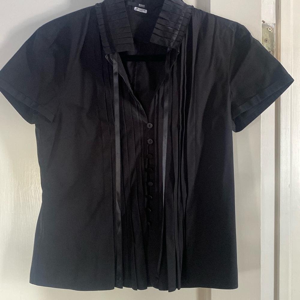 Boss Button Up Tie Front Top